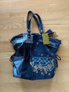 Coach Poppy Patchwork Y2K Denim Tote